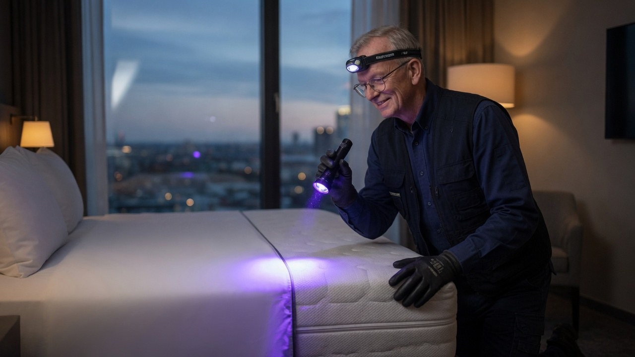 Discrete inspectie van een hotelkamer met UV-licht